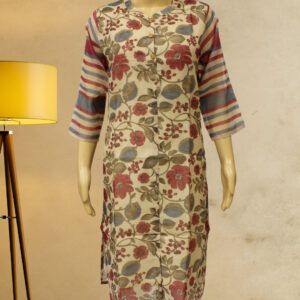 Beige with Maroon Floral Prints Kurta
