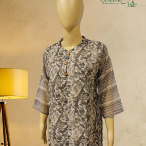 Alternative view of Grey with Black Prints Kurta