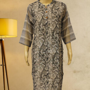 Grey with Black Prints Kurta