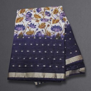 Zari Woven Buttas with Kalamkari Prints Fancy Saree