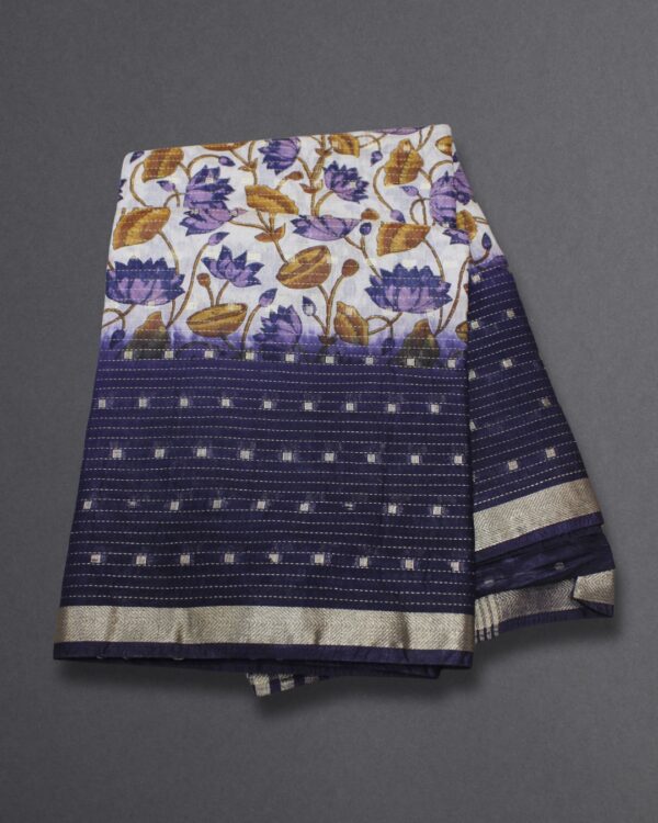 Zari Woven Buttas with Kalamkari Prints Fancy Saree