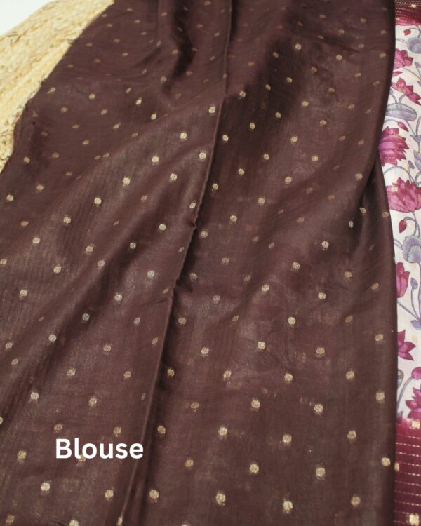 Zari Woven Buttas with Kalamkari Prints Fancy Saree - Image 4