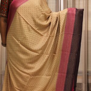 Chikoo Pink and Purple with Buttas Pure Crepe Chiffon 3D Banaras Saree