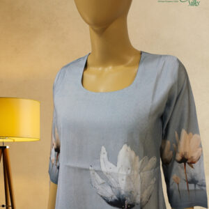 Alternative view of Powder Blue with Big Floral Print & Zircon work Kurta