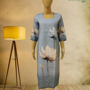 Powder Blue with Big Floral Print & Zircon work Kurta