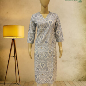 Blue with White Ikkat Prints Kurta