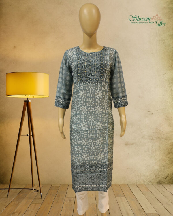Blue with Patola Prints & Sequence work Kurta
