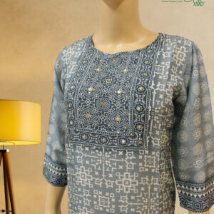Alternative view of Blue with Patola Prints & Sequence work Kurta