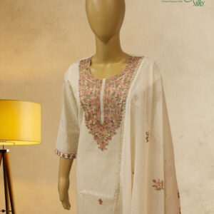 Cream with Multicolor Kashmiri Embroidery Kurta Set