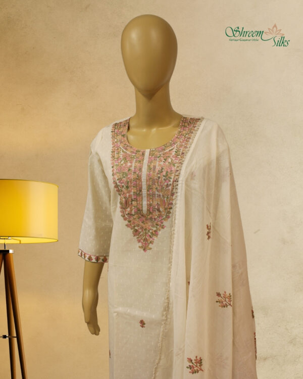 Cream with Multicolor Kashmiri Embroidery Kurta Set