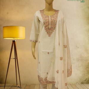 Alternative view of Cream with Multicolor Kashmiri Embroidery Kurta Set