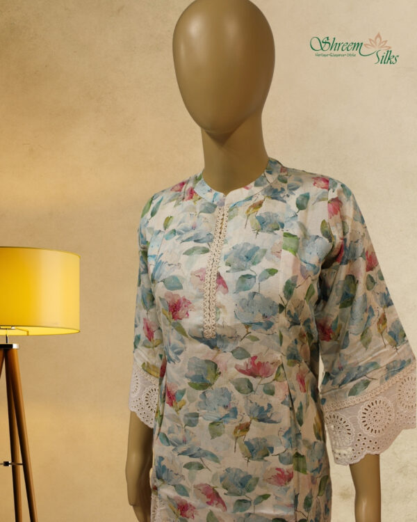Blue & Pink Printed Short Top - Image 2