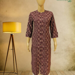 Wine with Beige Ajrakh Prints Kurta