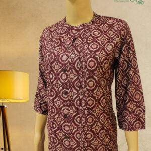 Alternative view of Wine with Beige Ajrakh Prints Kurta