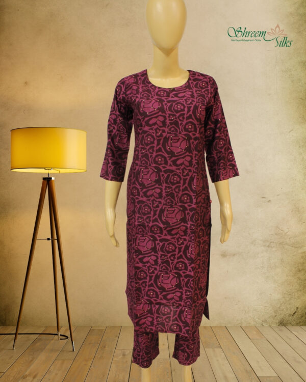 Pink with Maroon Abstract Print Cord Set
