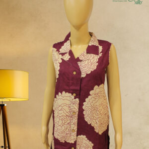 Alternative view of Magenta with Cream Floral Prints Cord Set