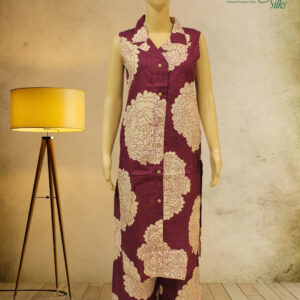 Magenta with Cream Floral Prints Cord Set