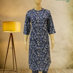 Indigo with White Ikkat Prints Cord Set