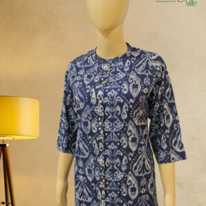 Alternative view of Indigo with White Ikkat Prints Cord Set