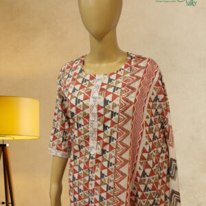 Cream with Multicolor Geometric Prints Kurta Set