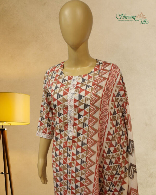 Cream with Multicolor Geometric Prints Kurta Set