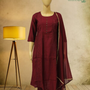 Alternative view of Maroon Embroidered Anarkali Kurta Set