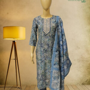 Alternative view of Blue & Green Printed A-line Kurta Set