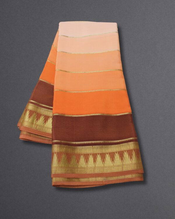 Multi Tone with Rich Pallu Pure Mysore Crepe Silk Saree - Image 2