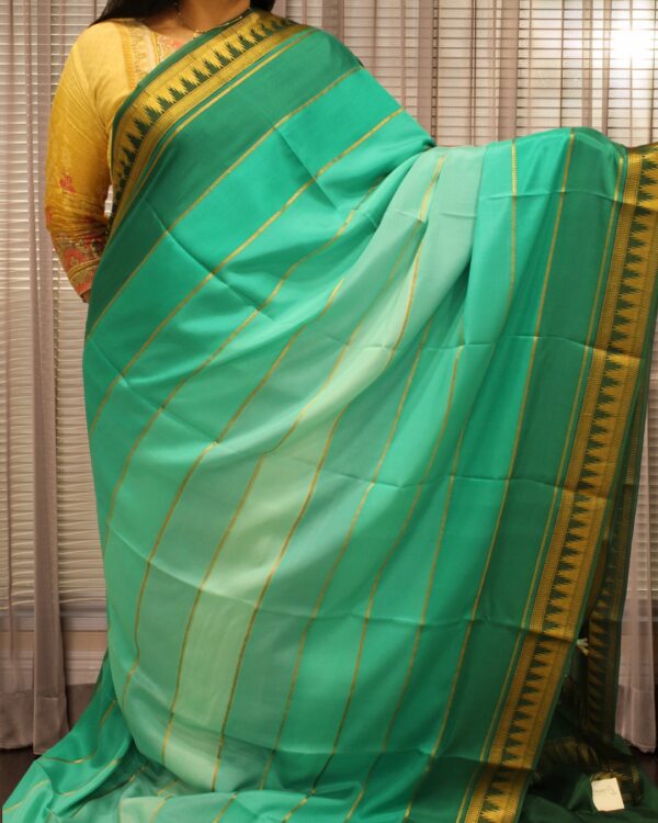 Multi Tone with Rich Pallu Pure Mysore Crepe Silk Saree - Image 5