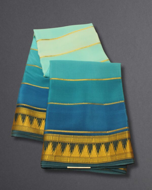 Multi Tone with Rich Pallu Pure Mysore Crepe Silk Saree - Image 6