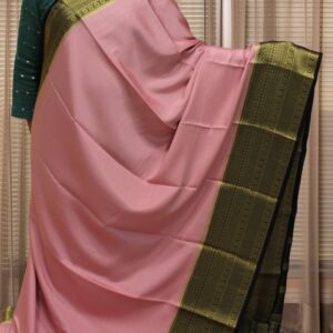 Alternative view of Plain with Kanchi Border Pure Mysore Crepe Silk Saree