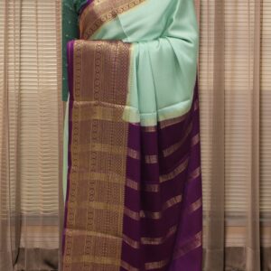 Plain with Kanchi Border Pure Mysore Crepe Silk Saree