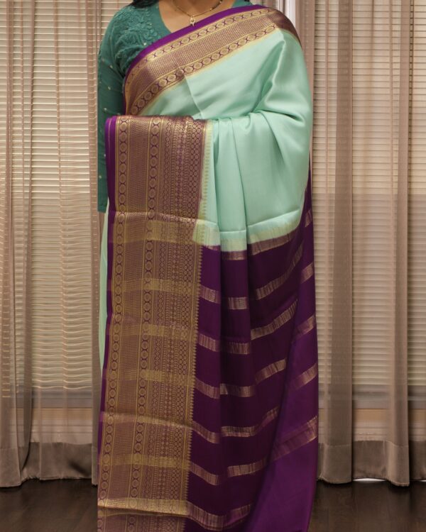 Plain with Kanchi Border Pure Mysore Crepe Silk Saree