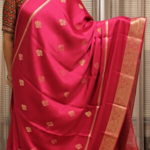 Alternative view of Zari Woven Peacock Motifs with Bentex Border Pure Banaras Crepe Saree