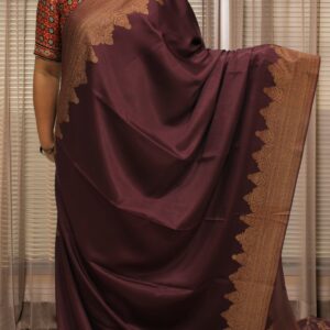 Wine Pure Banaras Crepe Saree