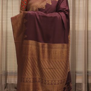 Alternative view of Wine Pure Banaras Crepe Saree