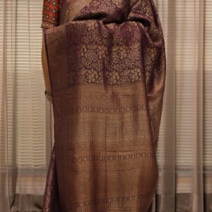 Alternative view of Purple Brocade Pure Banaras Crepe Saree