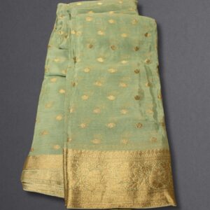 Alternative view of Zari Woven Small Motifs Chinon Banaras Saree
