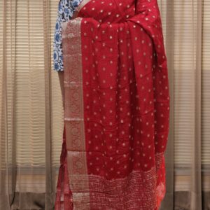 Zari Woven Small Motifs Chinon Banaras Saree