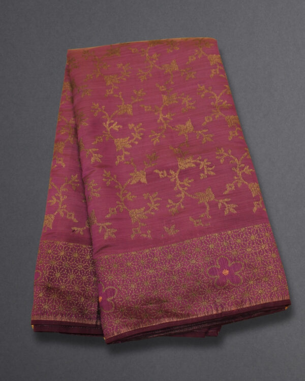 Zari Woven Floral Jaal Banaras Saree - Image 2