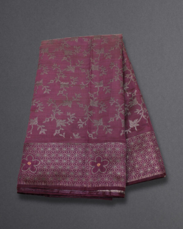 Zari Woven Floral Jaal Banaras Saree - Image 3