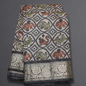 Alternative view of Ikkat Prints with Zari Woven Border Fancy Saree