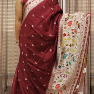 Zari Woven Buttas Tussar Paithani Saree