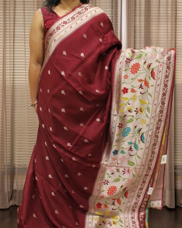 Zari Woven Buttas Tussar Paithani Saree