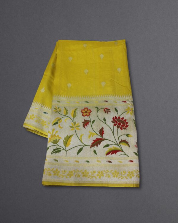 Zari Woven Buttas Tussar Paithani Saree - Image 4