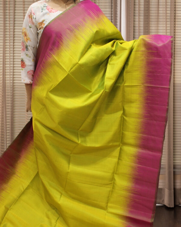 Mustard and Magenta Pure Handloom Kanchi Soft Silk Saree