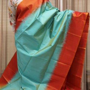 Rama Green and Orange Pure Handloom Kanchi Soft Silk Saree