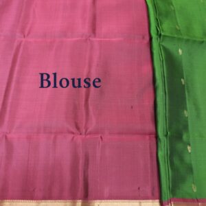 Alternative view of Zari Woven Peacock Motifs with Kanchi Border Pure Handloom Kanchi Soft Silk Saree