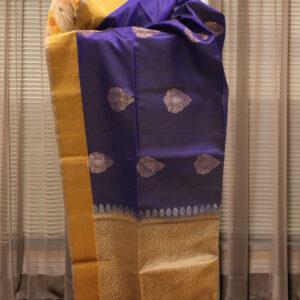 Zari Woven Big Motifs with Tissue Border Pure Handloom Kanchi Soft Silk Saree