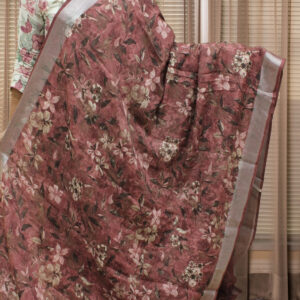 Floral Printed Linen Fancy Saree